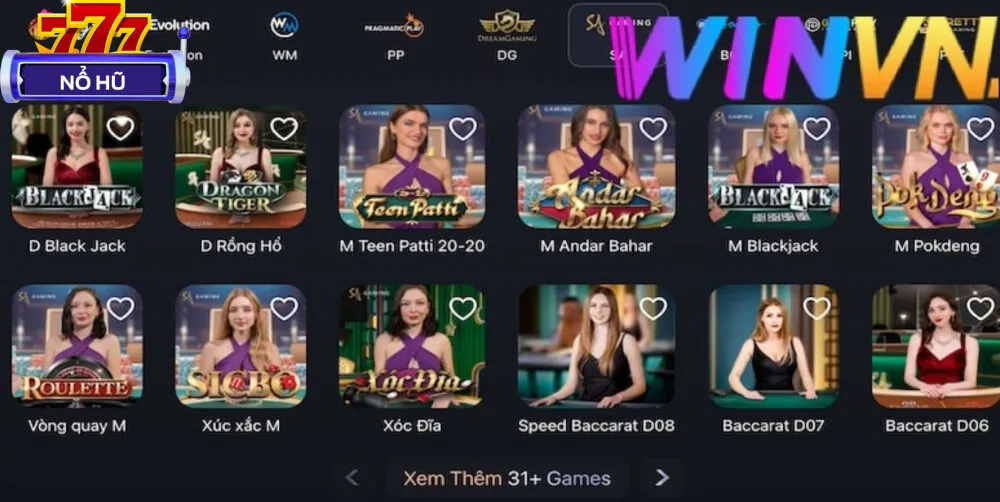 Kho game từ hơn 50 nhà cung cấp hàng đầu