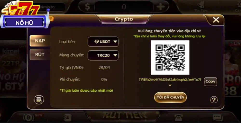 Nạp USDT lần đầu tại SunWin nhận khuyến mãi lên tới 99k