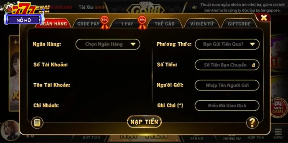 Các hình thức nạp tiền đều tiện lợi cho người dùng